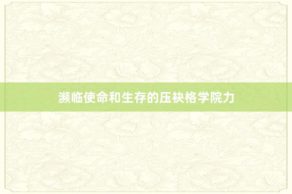 濒临使命和生存的压袂格学院力